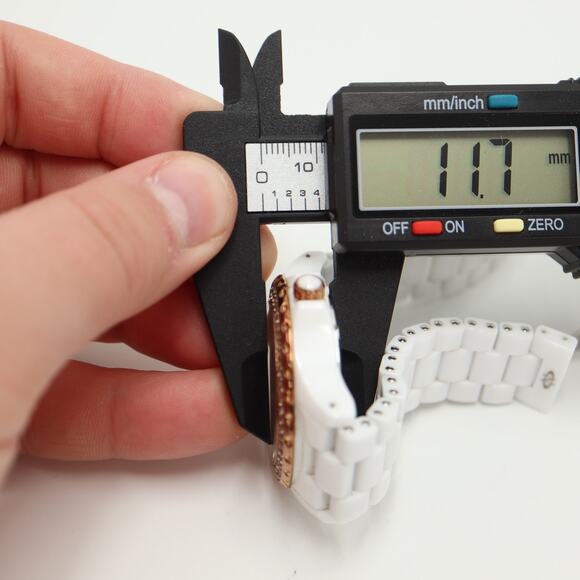 Oniss Paris White Ceramic MOP Day Date Watch 38mm Sapphire Crystal w New Battery - Picture 3 of 14